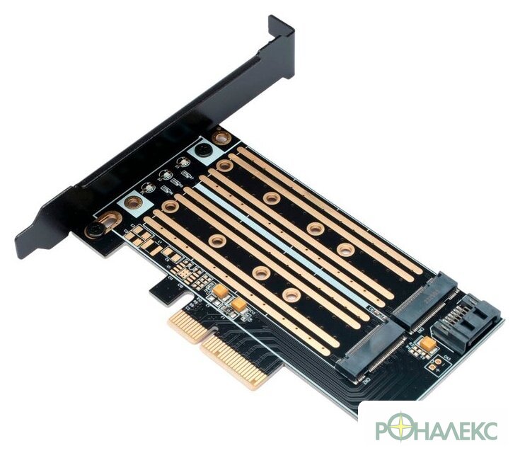 Адаптер для подключения M.2 накопителей Gembird MF-PCIE-NVME-SATA - фото