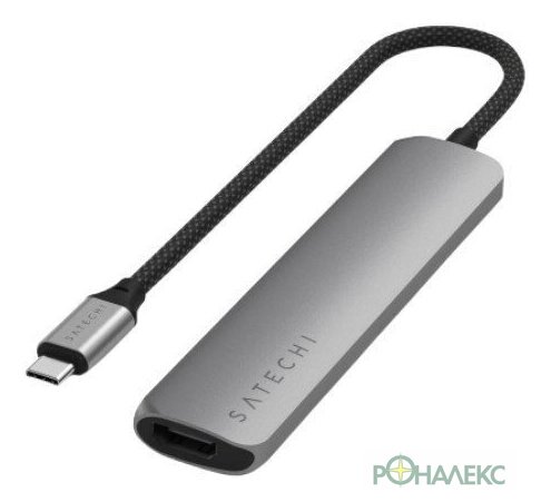 Док-станция Satechi 6-in-1 USB-C Slim Multiport Adapter ST-P6SM (серый) - фото
