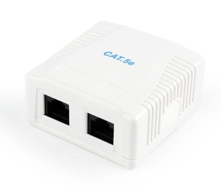 Сетевая розетка Gembird NCAC-2U5E-01 (Cat 5Е, 2xRJ45, экранированная)- фото