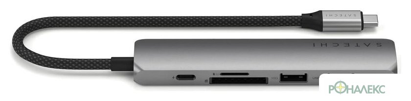 Док-станция Satechi 6-in-1 USB-C Slim Multiport Adapter ST-P6SM (серый) - фото3