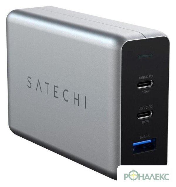 Сетевое зарядное Satechi 100W Type-C PD Compact GAN Charger ST-TC100GM-EU (европейская вилка) - фото