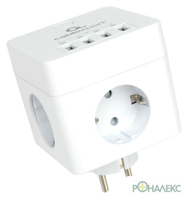 Сетевой фильтр Cablexpert CUBE-4-U4-W - фото