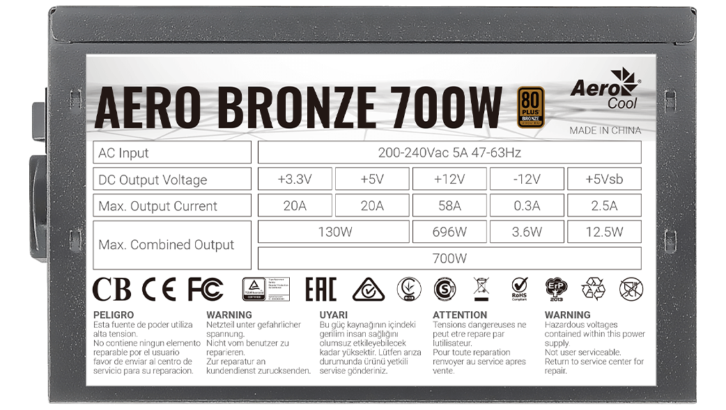 Блок питания 700W AEROCOOL AERO BRONZE 700- фото6