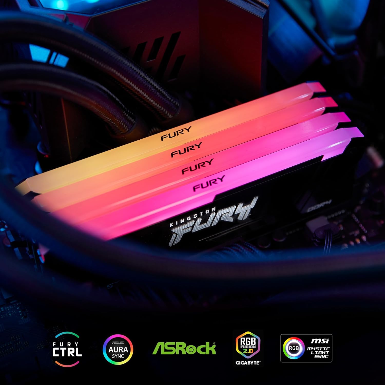 Модуль памяти 64Gb (2*32Gb) Kingston FURY Beast RGB (KF432C16BB2AK2/64)- фото6