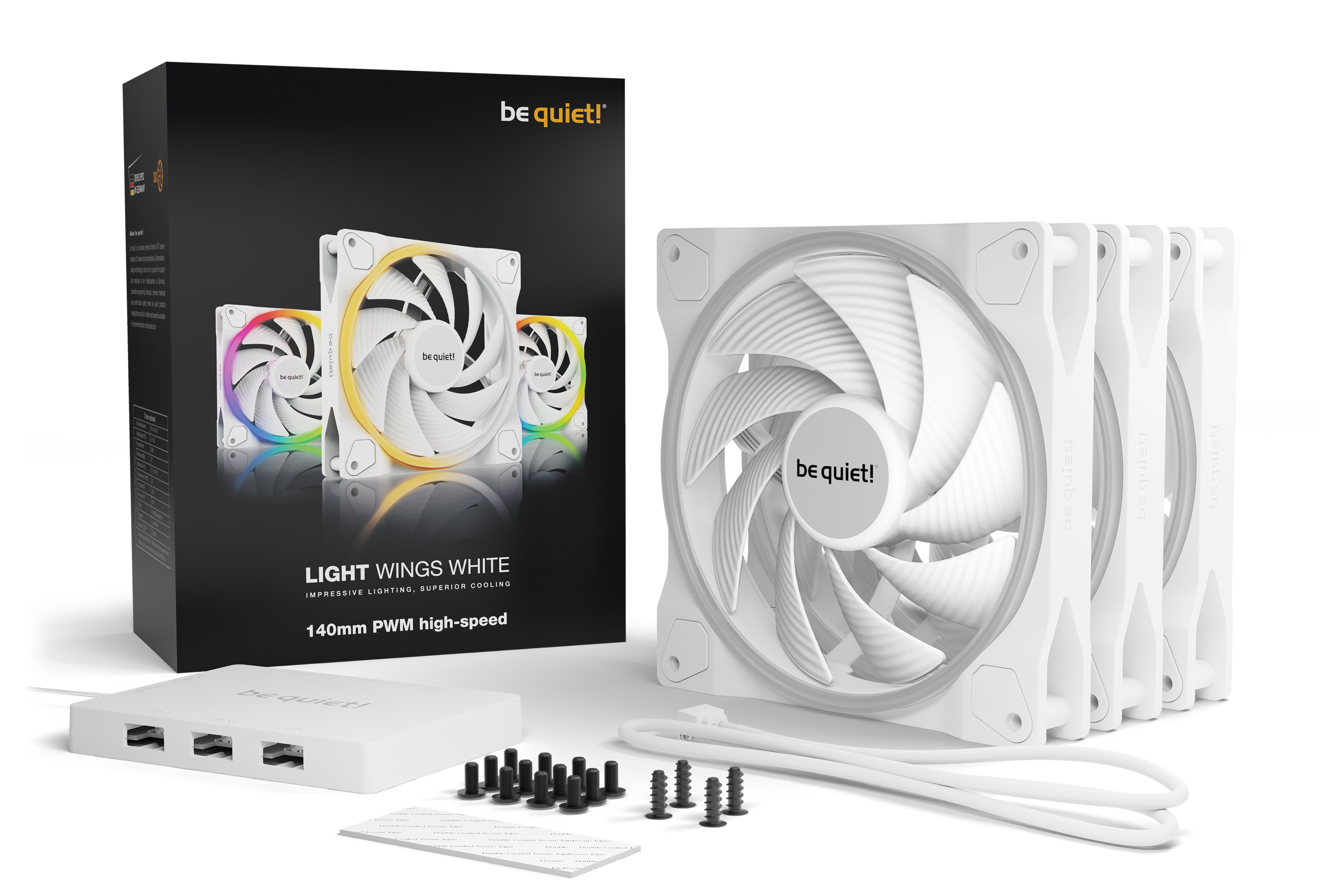 Набор вентиляторов be quiet! Light Wings White 140mm PWM high-speed (BL103)- фото2