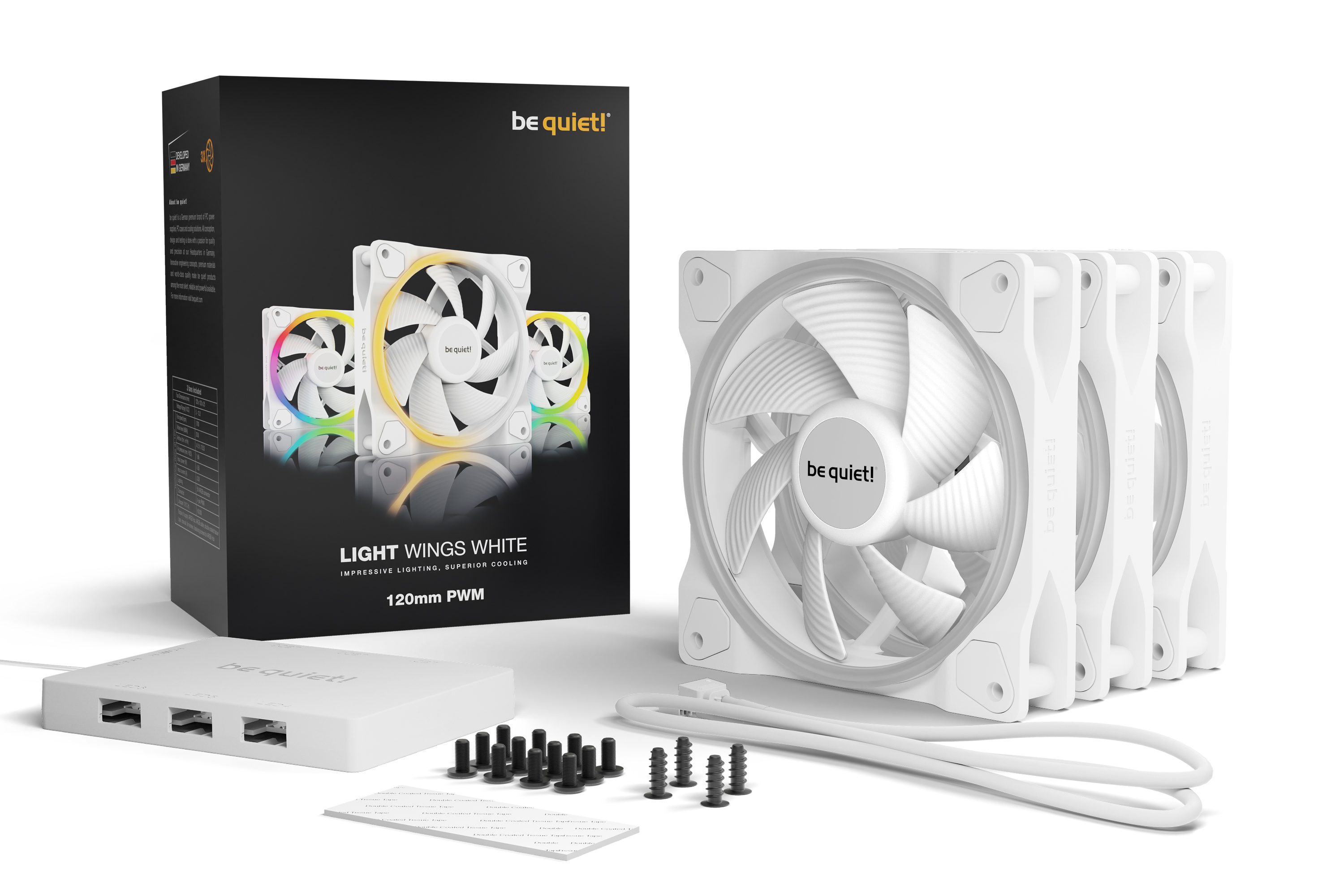 Набор вентиляторов be quiet! Light Wings White 120mm PWM (BL100)- фото2